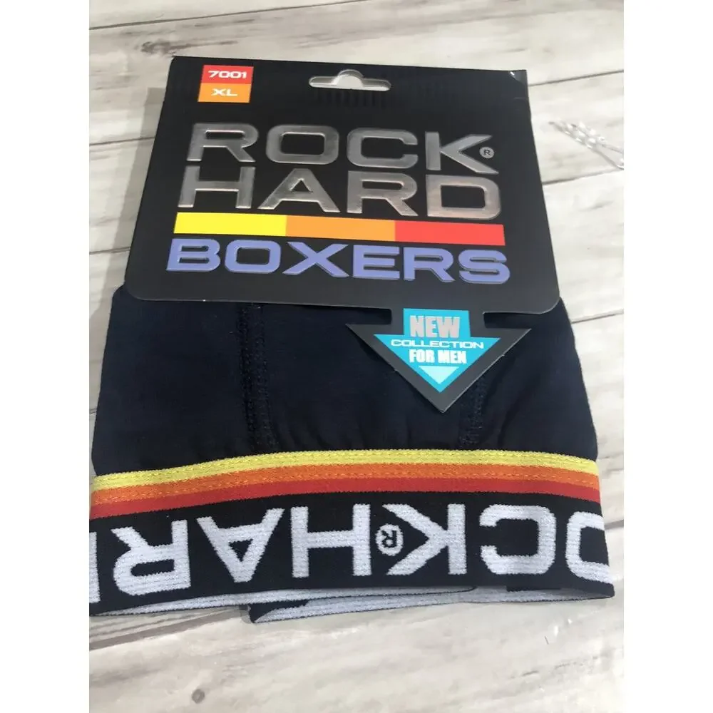Rock Hard Boxer Trunks Mens Medium Briefs Black Cotton 6 Pack A2